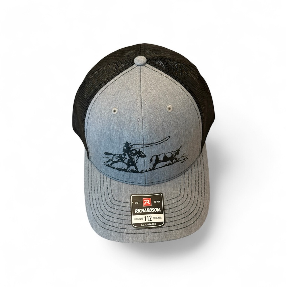 RICHARDSON 112 Heather Gray/Black Custom Ranch Roper Structured Trucker Hat - Picture 3 of 7